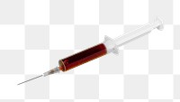 Blood in syringe png sticker, transparent background