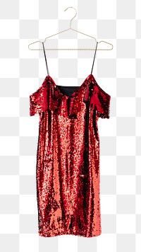 PNG Red sequin dress, collage element, transparent background