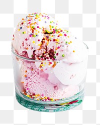 Strawberry ice cream png sticker, transparent background