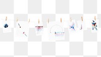 Png chromatography art hanging on rope , transparent background