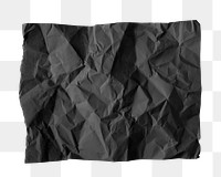 Png black crumpled paper sticker, transparent background