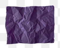 Png purple crumpled paper sticker, transparent background