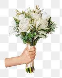 White roses bouquet png sticker, botanical, transparent background