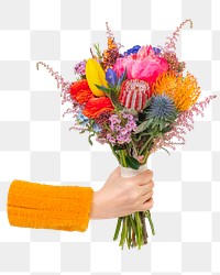 Colorful flowers bouquet png sticker, botanical, transparent background