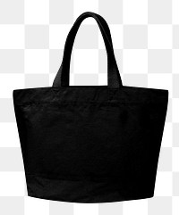 Black canvas bag png object sticker, transparent background