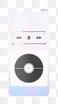 Smartphone screen png sticker, music app's user interface, transparent background