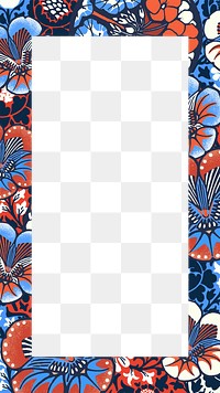 Batik flower patterned png frame, botanical, transparent background