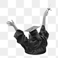 Happy graduation png woman sticker, transparent background