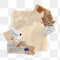 Autumn paper collage png sticker, transparent background