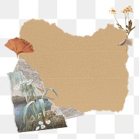 Autumn paper collage png sticker, transparent background