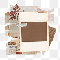 Instant photo film png sticker, Autumn collage, transparent background