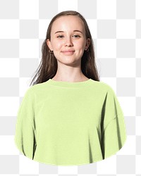 Girl png neon pullover sticker, transparent background