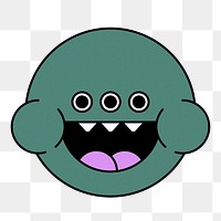 Three-eyed monster png sticker, cartoon illustration, transparent background