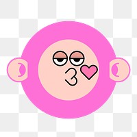 Pink kissing monster png sticker, cartoon illustration, transparent background