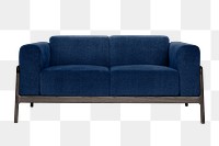 Dark blue sofa png sticker, transparent background