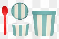 Striped ice-cream container png sticker, transparent background