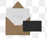 Brown envelope png, business card on transparent background