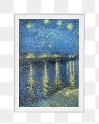 Van Gogh's png  Starry Night framed photo, transparent background. Remixed by rawpixel.