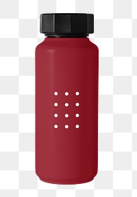 Red steel bottle png, transparent background