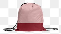 Pink drawstring bag png, transparent background