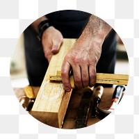 Carpenter measuring wood png badge, jobs image, transparent background