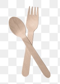 Wooden spoon fork png, transparent background