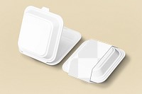 Takeaway box label png mockup, transparent design