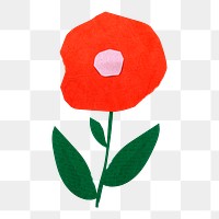 Red poppy flower png sticker, transparent background