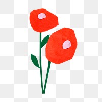 Red poppy flower png sticker, transparent background