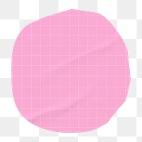 Pink grid paper shape png badge, transparent background