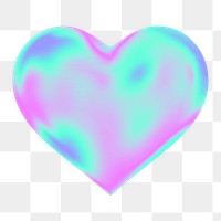 Heart png 3D gradient, transparent background