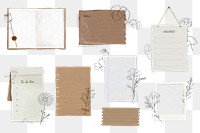 Ripped paper png mood board sticker, aesthetic stationery set on transparent background