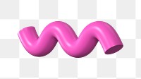 Pink squiggle shape png sticker, 3D abstract graphic, transparent background