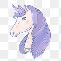 PNG Purple unicorn, mythical creature element, transparent background