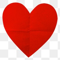 PNG Valentine's red heart paper craft, transparent background