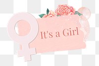 It's a girl png word sticker, aesthetic paper collage, transparent background