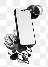 3D smartphone screen png sticker, digital device, transparent background