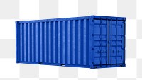 Blue shipping container png sticker, 3D cargo on transparent background