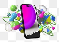 Abstract smartphone screen png sticker, digital device, transparent background