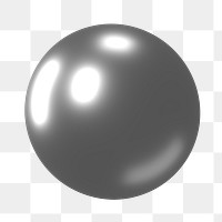 Silver metallic ball png sticker, 3D rendering graphic, transparent background