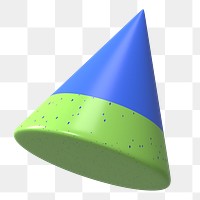 Blue cone shape png sticker, 3D geometric graphic, transparent background