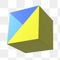 Yellow cube shape png sticker, 3D geometric graphic, transparent background