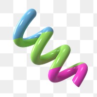 3D coil spring png sticker, colorful shape, transparent background