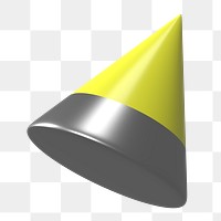 Yellow cone shape png sticker, 3D geometric graphic, transparent background