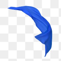 Blue floating fabric png sticker, 3D rendering shape, transparent background