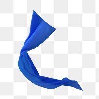 Blue floating fabric png sticker, 3D rendering shape, transparent background