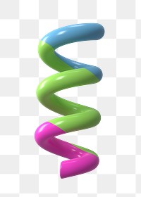 3D coil spring png sticker, colorful shape, transparent background