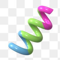 3D coil spring png sticker, colorful shape, transparent background