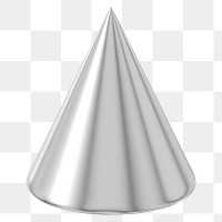 Metallic cone png 3D geometric shape, transparent background