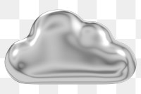 3D cloud png, metallic transparent background